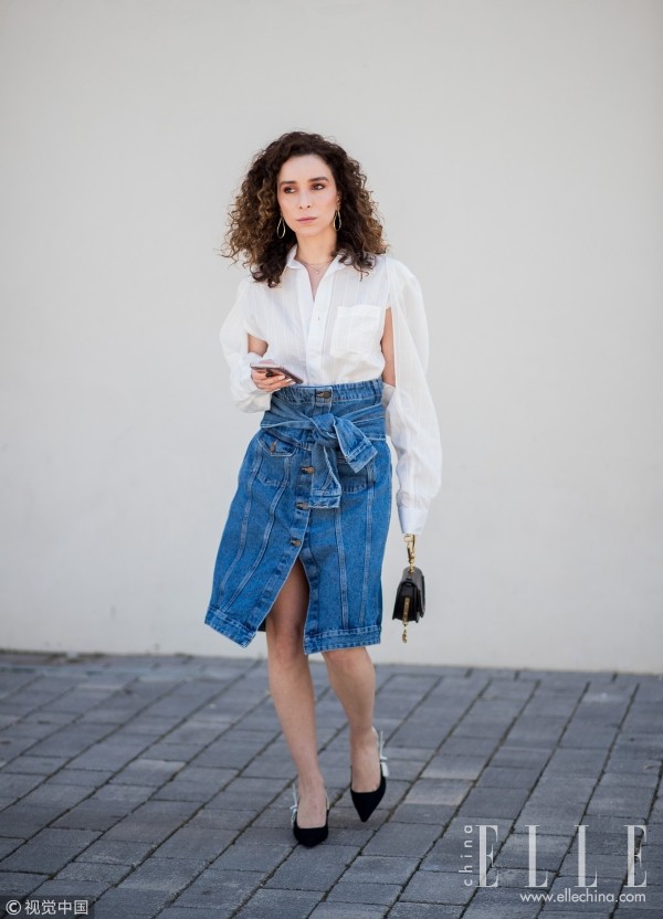 怎么穿都朝气满满的牛仔半裙,女神超模都在穿!